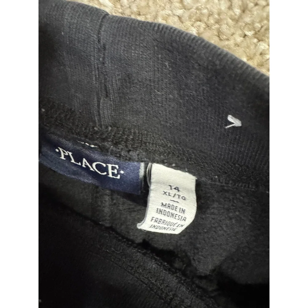 The Childrens Place Boys Black Fleece Jogger Pants Size XL 14 Sweatpants